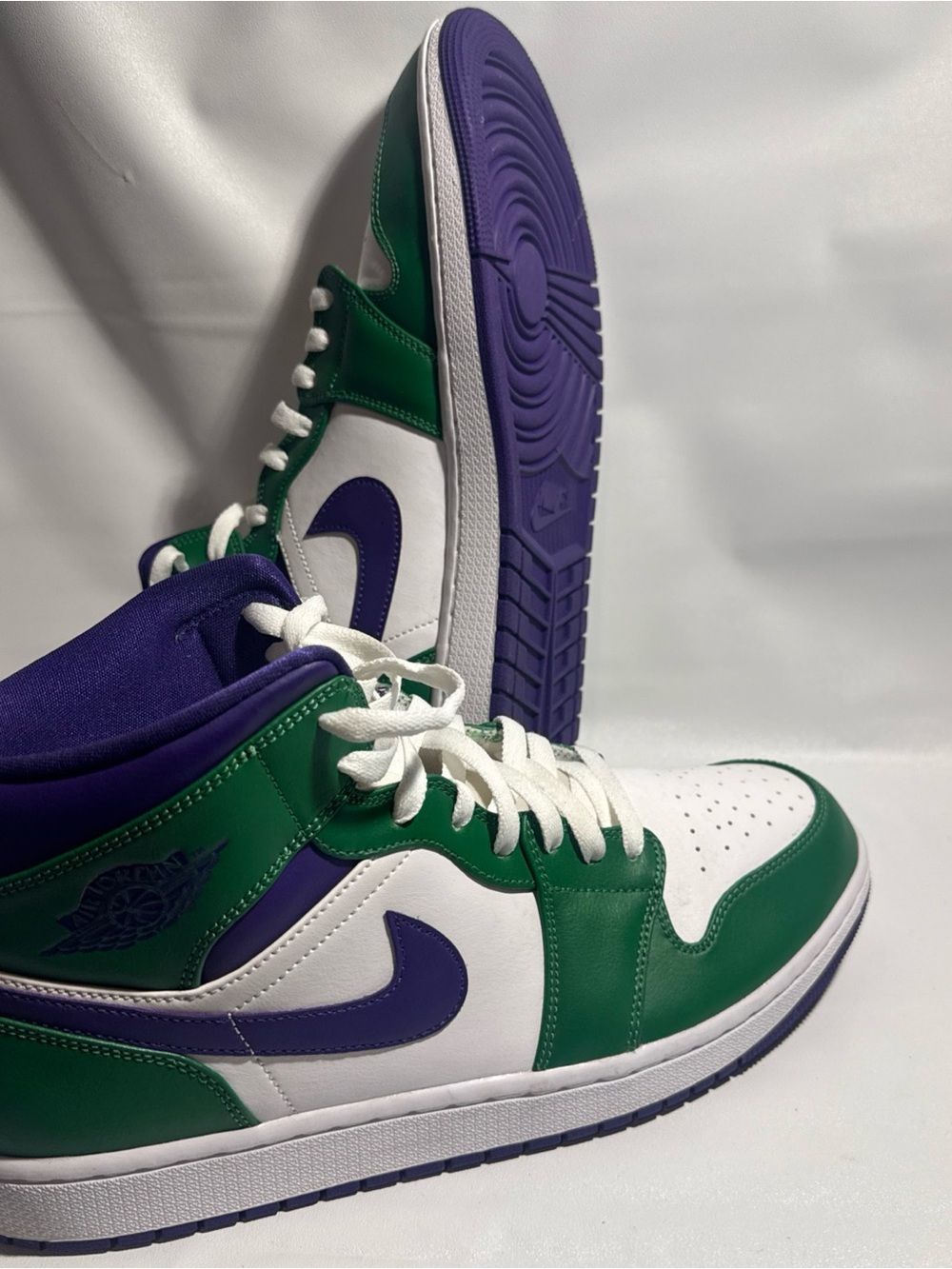 Jordan Men's High Top Sneakers in Green, Purple & White